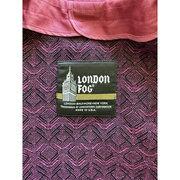 VTG London Fog Trench Coat *VINTAGE 80's* Womens 16 Burgundy Long Wool Liner - Picture 4 of 6